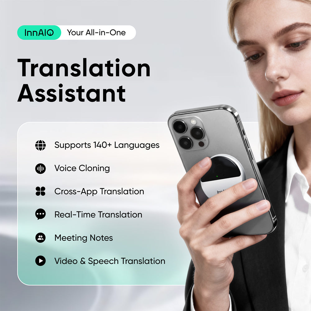 InnAIO T10 AI Voice Cloning Translator | Real-Time Translation Device ...