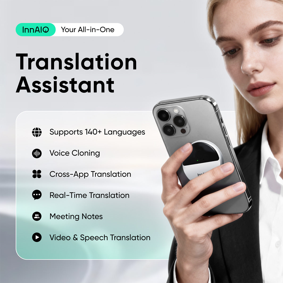InnAIO T10 AI Voice Cloning Translator
