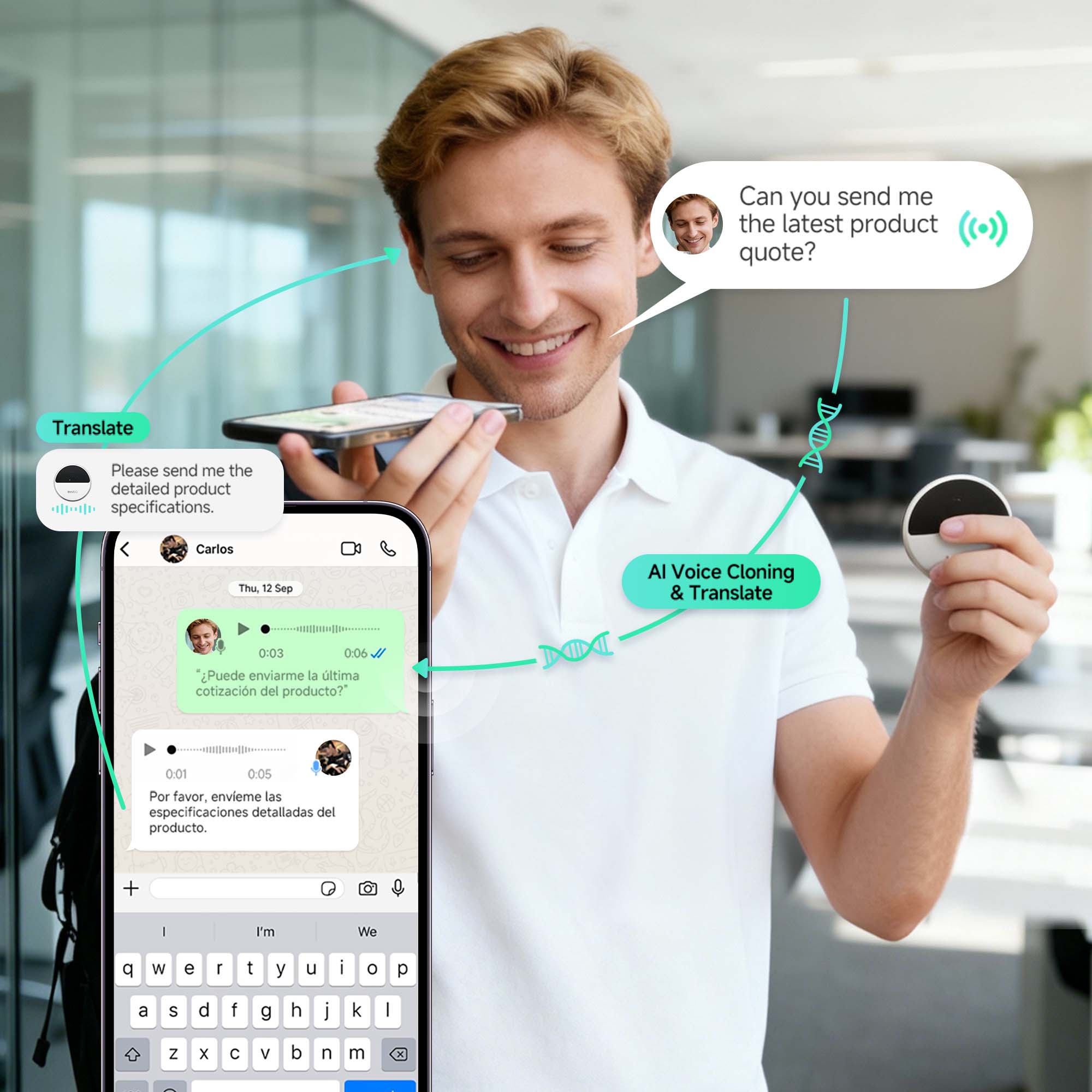 T10 Voice Cloning AI Translator Device | InnAIO